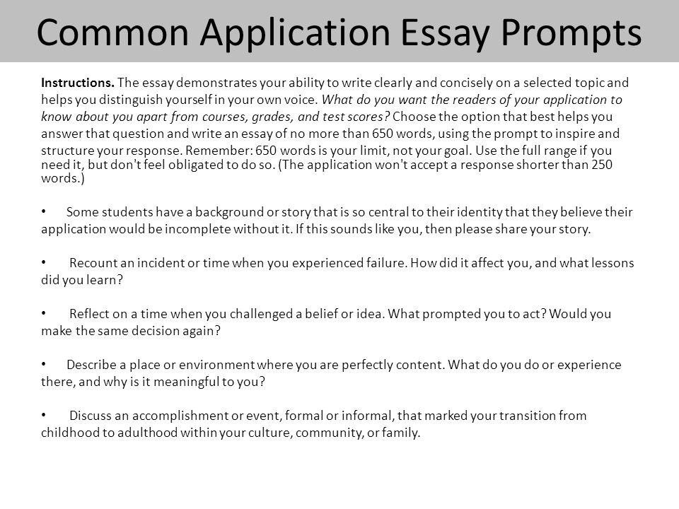 Common Application Writing Prompts 2013-2014